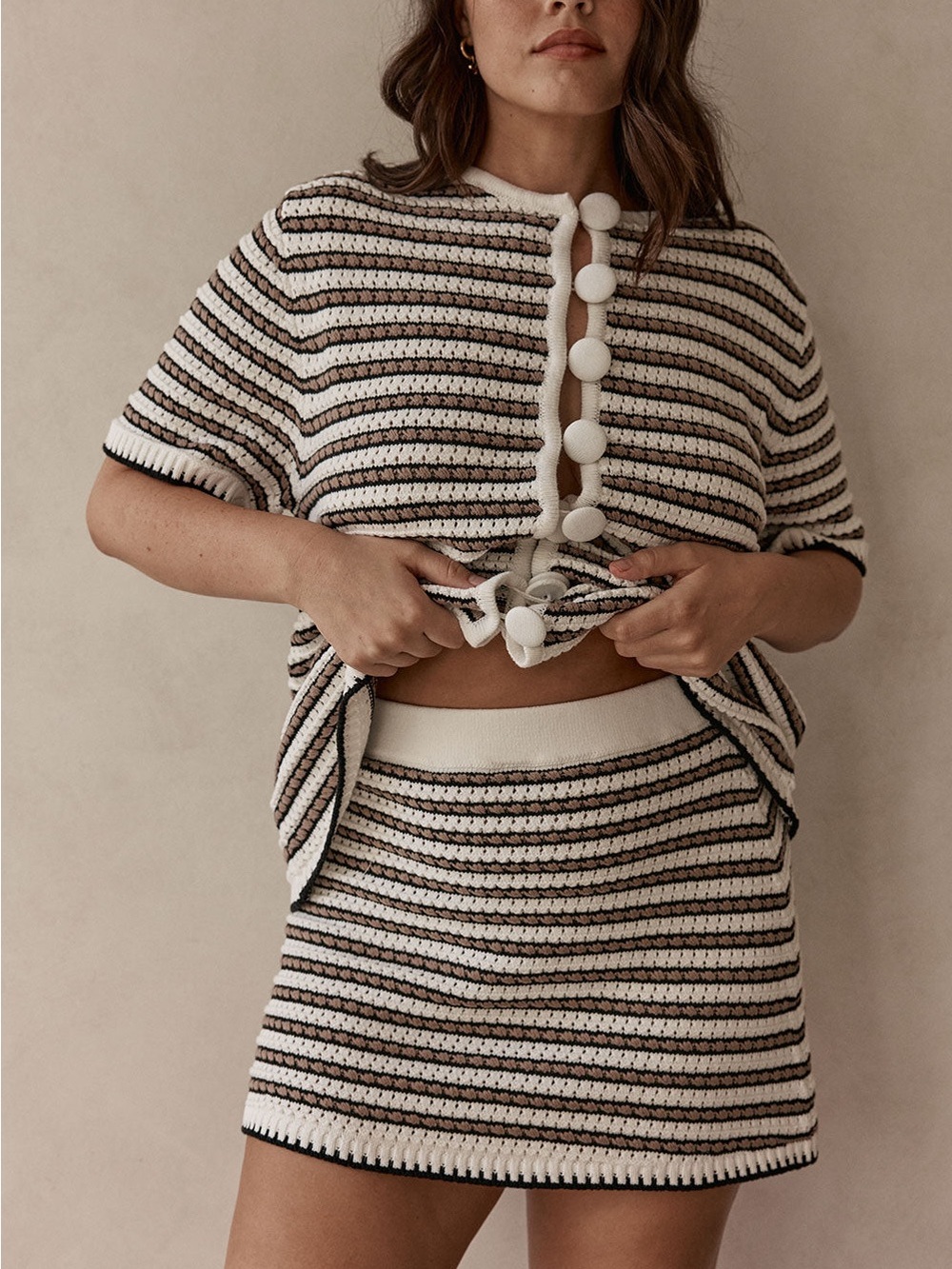 SABO Scottie Striped Crochet Mini Skirt